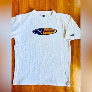 Puma vintage white Crew Neck T-Shirt Men's XL 100% cotton Embroidered Logo